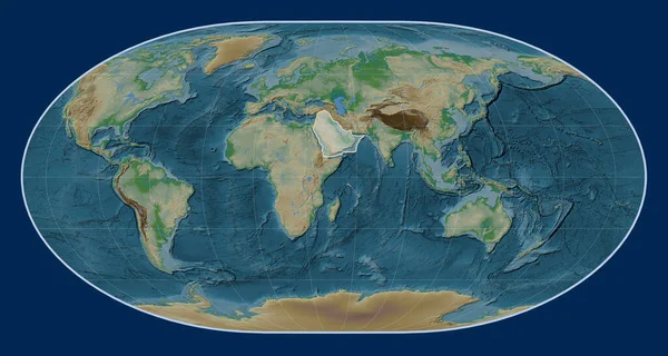 Arabisk Tektonisk Platta Den Fysiska Höjdkartan Loximuthal Projektionen Centrerad Meridioniskt — Stockfoto