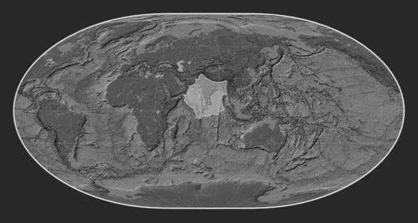 Indická Tektonická Deska Mapě Nadmořské Výšky Loximální Projekci Středí Poledně — Stock fotografie