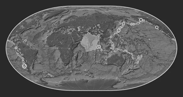 Loximuthal Projeksiyon Merkezli Bilek Yüksekliği Haritasındaki Hint Tektonik Plakası Yüzyılın — Stok fotoğraf