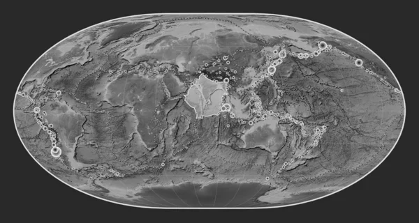 Indická Tektonická Deska Výškové Mapě Stupních Šedi Loximální Projekci Meridálně — Stock fotografie