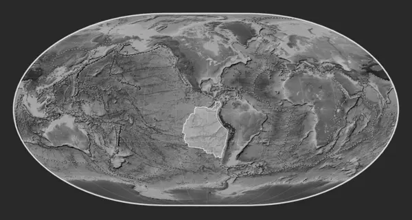 Nazca Tektoniska Platta Gråskala Höjd Karta Loximuthal Projektion Centrerad Meridionalt — Stockfoto