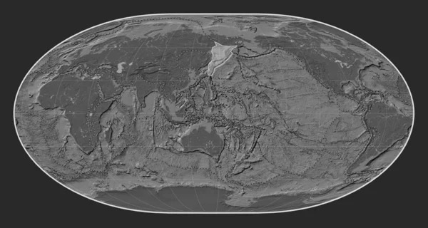 Okhotská Tektonická Deska Mapě Nadmořské Výšky Středu Loximální Projekce Hranice — Stock fotografie