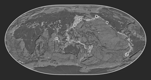 Okhotská Tektonická Deska Mapě Nadmořské Výšky Středu Loximální Projekce Lokality — Stock fotografie