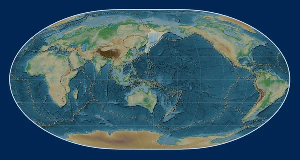 Okhotsk Tektonisk Platta Den Fysiska Höjdkartan Loximuthal Projektionen Centrerad Meridionalt — Stockfoto