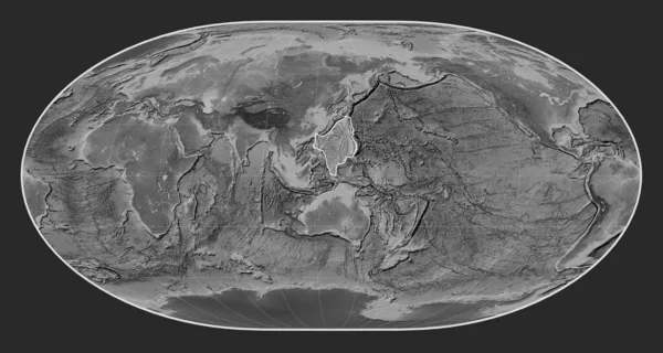 Płyta Tektoniczna Morza Filipińskiego Mapie Elewacji Skali Szarości Projekcji Loximuthal — Zdjęcie stockowe
