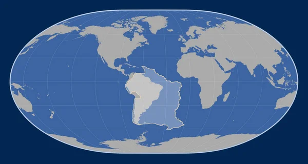 Südamerikanische Tektonische Platte Auf Der Karte Fester Konturen Der Loximuthal — Stockfoto