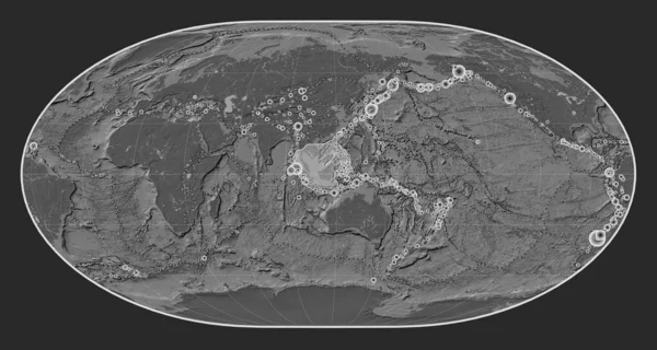 Loximuthal Projeksiyon Merkezli Bilek Yüksekliği Haritasında Sunda Tektonik Plakası Yüzyılın — Stok fotoğraf