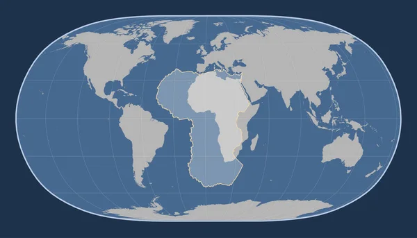 Plaque Tectonique Africaine Sur Carte Des Contours Solides Dans Projection — Photo