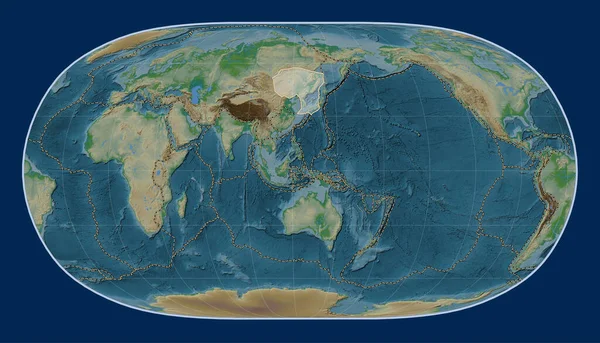 Placa Tectónica Amur Mapa Elevación Física Proyección Tierra Natural Centrada — Foto de Stock