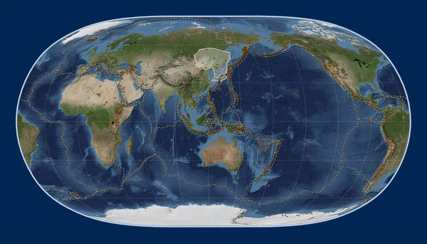 Amur Tektonische Platte Auf Der Blue Marble Satellitenkarte Der Natural — Stockfoto