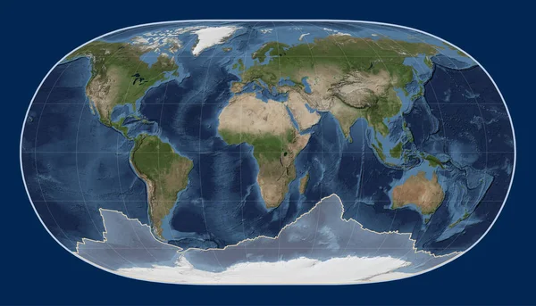 ナチュラルアースIiプロジェクションのブルーマーブル衛星マップ上の南極大陸のテクトニックプレートは 単独で中心に — ストック写真
