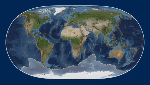 Antarktis Tektoniska Platta Blue Marble Satellitkarta Natural Earth Projektion Centrerad — Stockfoto