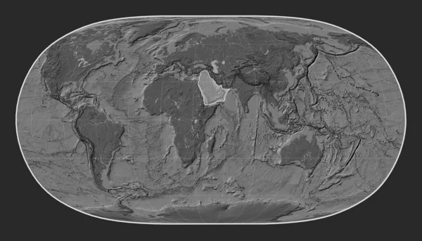 ナチュラルアースIiプロジェクションの胆汁高層地図上のアラビアのテクトニックプレートは 単独で中心に — ストック写真
