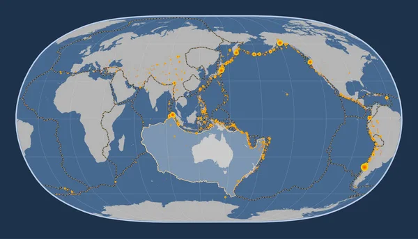 Australská Tektonická Deska Pevné Mapě Obrysu Projekci Natural Earth Meridiálně — Stock fotografie