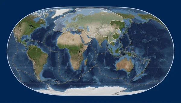 Euraziatische Tektonische Plaat Blue Marble Satelliet Kaart Natural Earth Projectie — Stockfoto