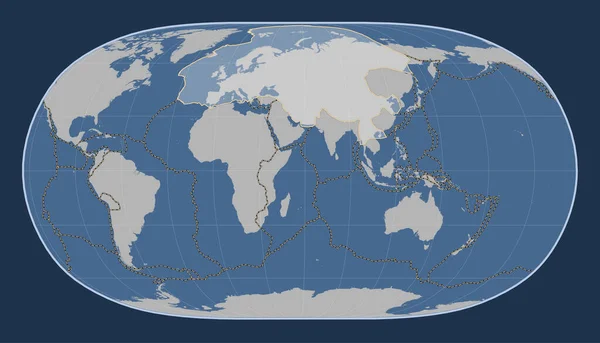 Eurasiatisk Tektonisk Platta Den Solida Konturkartan Natural Earth Projektionen Centrerad — Stockfoto