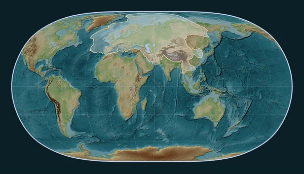 Placa Tectónica Euroasiática Mapa Elevación Estilo Wiki Proyección Tierra Natural — Foto de Stock