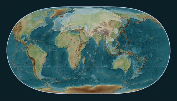 Ευρασιατική Τεκτονική Πλάκα Στον Υψομετρικό Χάρτη Τύπου Wiki Στην Προβολή — Φωτογραφία Αρχείου