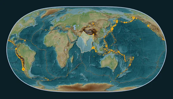 Indische Tektonische Platte Auf Der Höhenkarte Wiki Stil Der Natural — Stockfoto