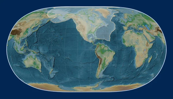 Североамериканская Тектоническая Плита Карте Высот Проекции Естественной Земли Меридионально Сконцентрирована — стоковое фото
