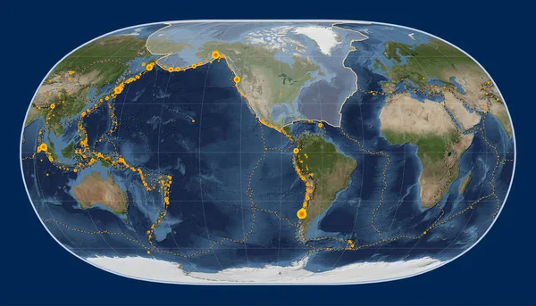 Nordamerikanska Tektoniska Plattan Blue Marble Satellitkarta Natural Earth Projektion Centrerad — Stockfoto