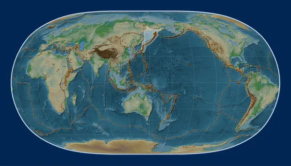 Placa Tectónica Okhotsk Mapa Elevación Física Proyección Tierra Natural Centrada — Foto de Stock
