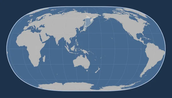 Охотська Тектонічна Плита Мапі Твердого Контуру Проекції Природньої Землі Зосереджена — стокове фото