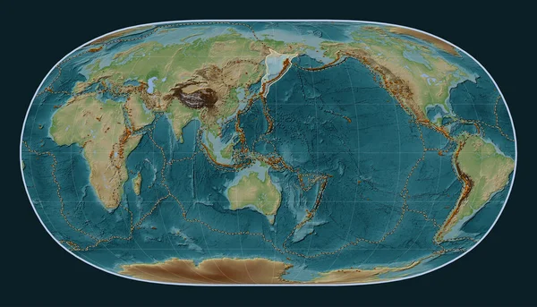 Okhotsk Płyta Tektoniczna Mapie Wzniesień Stylu Wiki Projekcji Natural Earth — Zdjęcie stockowe