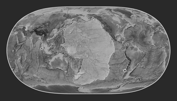Stilla Havet Tektoniska Plattan Gråskala Höjd Kartan Den Naturliga Jorden — Stockfoto