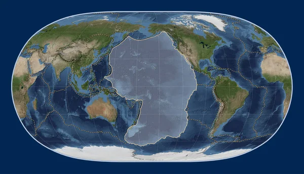 Lempeng Tektonik Pasifik Pada Peta Satelit Marmer Biru Proyeksi Natural — Stok Foto