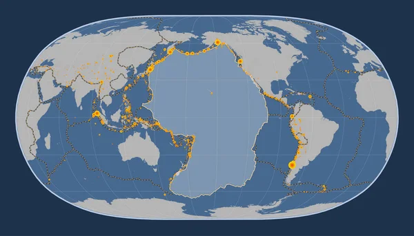 Placa Tectónica Del Pacífico Mapa Contorno Sólido Proyección Tierra Natural — Foto de Stock