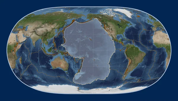 Placa Tectónica Del Pacífico Mapa Satélite Mármol Azul Proyección Tierra — Foto de Stock