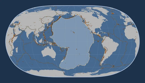 Pazifische Tektonische Platte Auf Der Karte Fester Konturen Der Natural — Stockfoto
