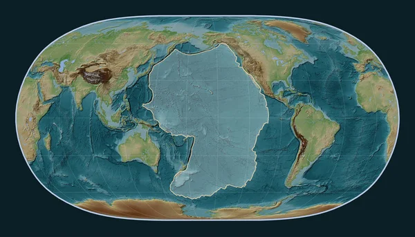 Тихоокеанская Тектоническая Плита Карте Высот Стиле Wiki Проекции Natural Earth — стоковое фото