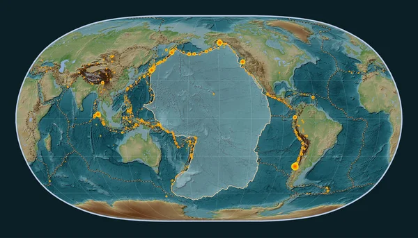 Plaque Tectonique Pacifique Sur Carte Altitude Style Wiki Dans Projection — Photo