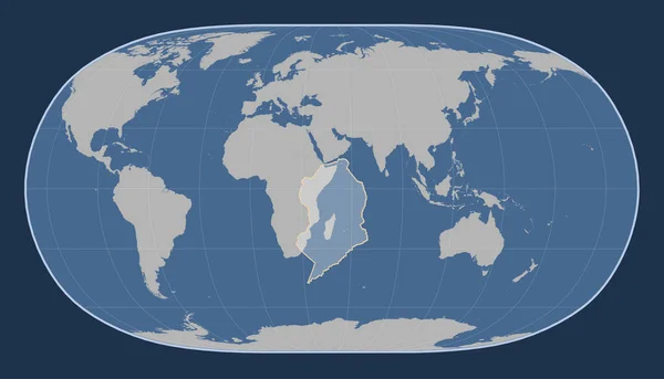ソマリアのテクトニックプレート 自然の地球Iiプロジェクションの固体輪郭マップ 単独で中心に — ストック写真