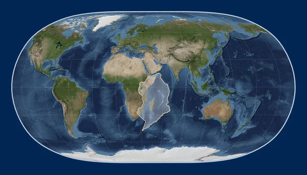 Placa Tectónica Somalí Mapa Satélite Mármol Azul Proyección Tierra Natural — Foto de Stock