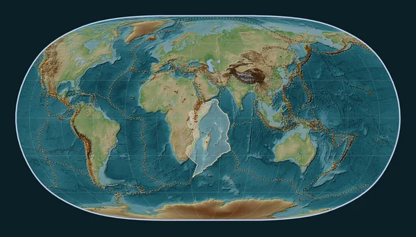 Сомалійська Тектонічна Пластина Мапі Підвищення Проекції Природна Земля Зосереджена Меридіанично — стокове фото
