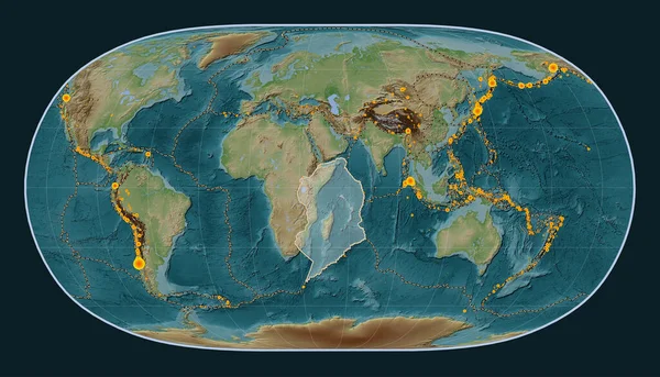 Somalische Tektonische Plaat Wiki Stijl Hoogtekaart Natural Earth Projectie Gecentreerd — Stockfoto