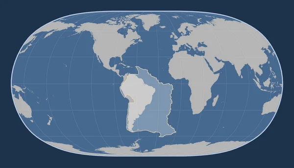 Південноамериканська Тектонічна Плита Мапі Твердого Контуру Проекції Природна Земля Зосереджена — стокове фото