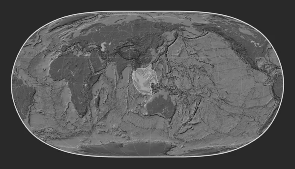 Płyta Tektoniczna Sunda Dwupoziomowej Mapie Wzniesień Projekcji Natural Earth Wyśrodkowana — Zdjęcie stockowe