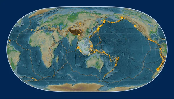 Plaque Tectonique Sunda Sur Carte Physique Altitude Dans Projection Natural — Photo