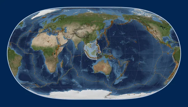 Тектонічна Плита Зонд Супутниковій Карті Блакитного Мармуру Проекції Природна Земля — стокове фото