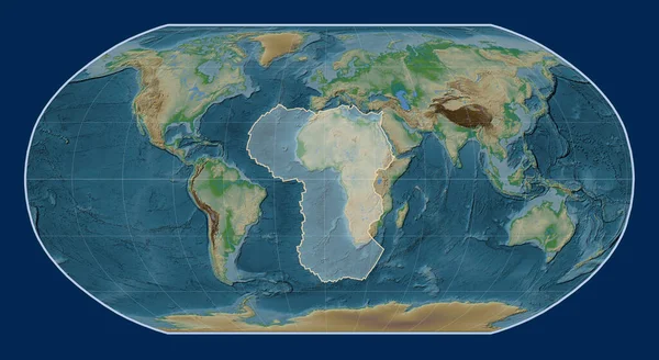 Afrikanische Tektonische Platte Auf Der Physikalischen Höhenkarte Der Robinson Projektion — Stockfoto