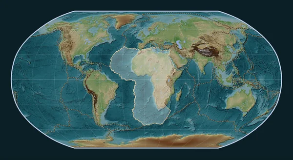 Afrykańska Płyta Tektoniczna Mapie Elewacji Stylu Wiki Projekcji Robinsona Wyśrodkowana — Zdjęcie stockowe