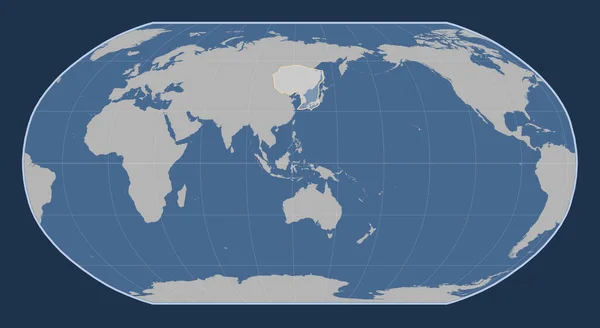 Амурська Тектонічна Плита Мапі Твердого Контуру Проекції Робінсона Центром Меридіани — стокове фото