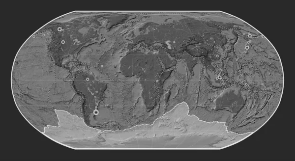 Placca Tettonica Dell Antartide Sulla Mappa Dell Elevazione Bilivello Nella — Foto Stock