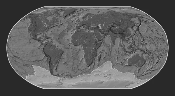Antarktida Tektonická Deska Mapě Nadmořské Výšky Robinsonově Projekci Uprostřed Poledníku — Stock fotografie
