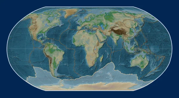 Placa Tectónica Antártica Mapa Elevación Física Proyección Robinson Centrada Meridionalmente — Foto de Stock