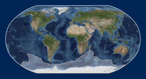 Placa Tectónica Antártica Mapa Satélite Mármol Azul Proyección Robinson Centrada — Foto de Stock